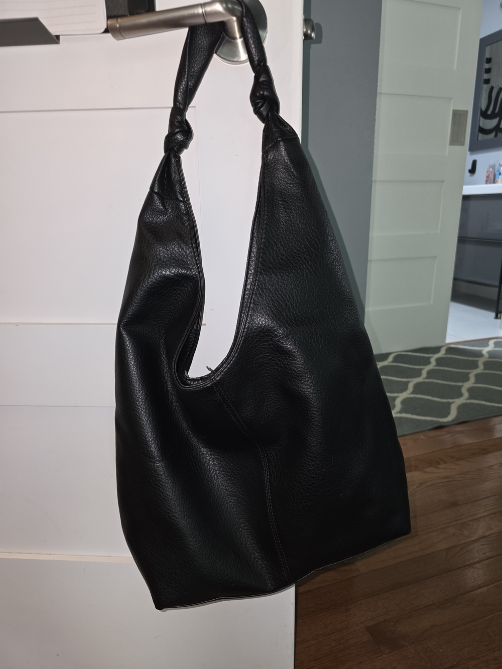 Classic Black Leather Hobo Bag